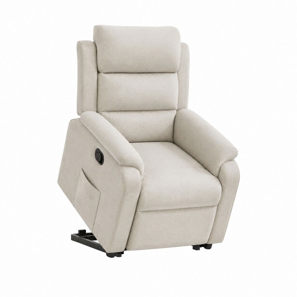 Relaxsessel mit Liegefunktion Creme Polyester 82 x 92 x 105 cm