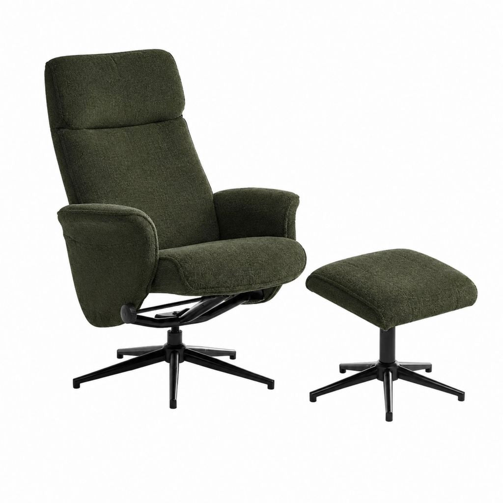 Relaxsessel Set mit Hocker olivgrün Polyester drehbar 78 x 105 x 85 cm