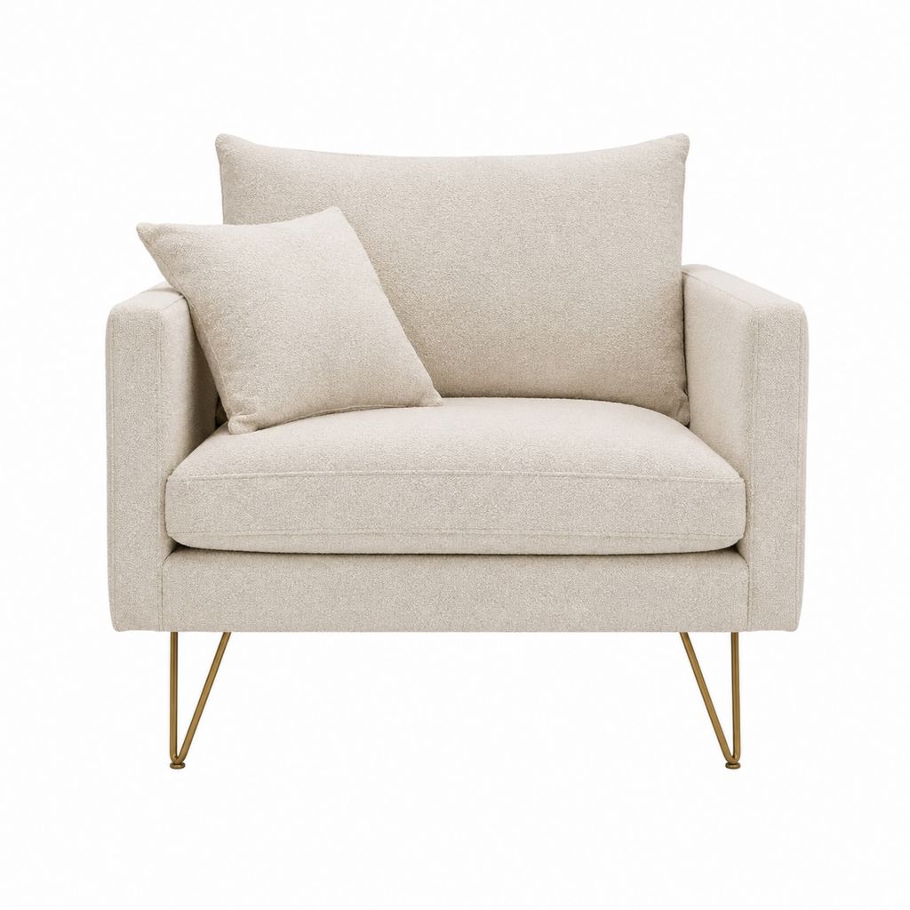 Polstersessel mit Zierkissen Beige Polyester-Bouclé Rechteckig 90 x 85 x 85 cm