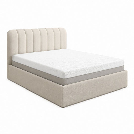 Stauraumbett 160 x 200 cm Beige Polyester Rechteckig Außenmaß 172 x 214 x 112 cm