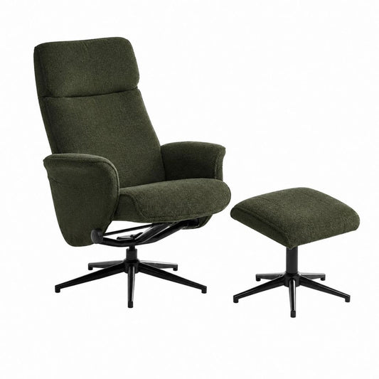 Relaxsessel Set mit Hocker olivgrün Polyester drehbar 78 x 105 x 85 cm