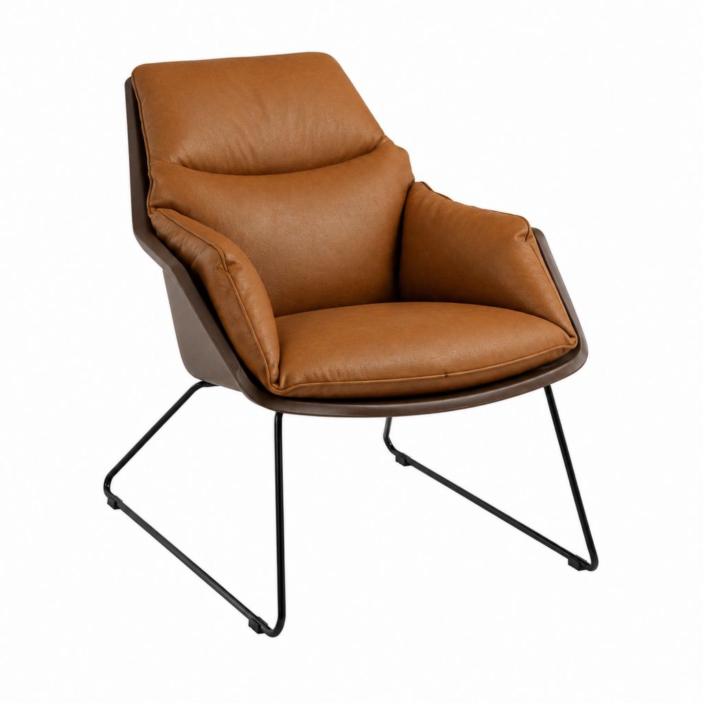 Sessel Cognac PU-Kunstleder mit Stahlgestell 72 x 78 x 82 cm