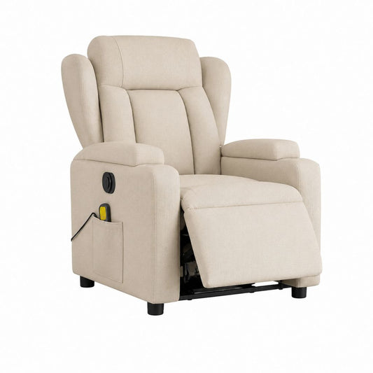 Elektrischer Relaxsessel Beige Polyester Rechteckig mit Aufstehhilfe 84 x 95 x 105 cm