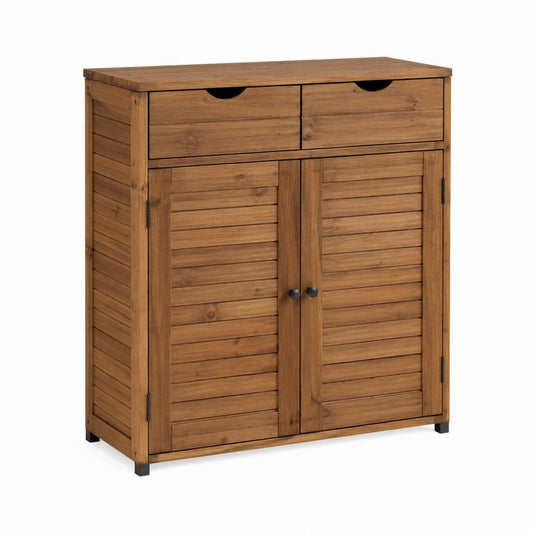 Gartenschrank mit 2 Türen und 2 Schubladen Braun Akazien-Massivholz rechteckig 98 x 48 x 100 cm