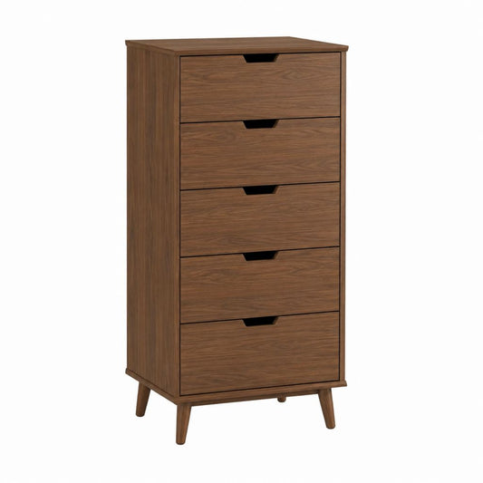 Hochkommode mit 5 Schubladen Nussbaum MDF rechteckig 60 x 40 x 120 cm
