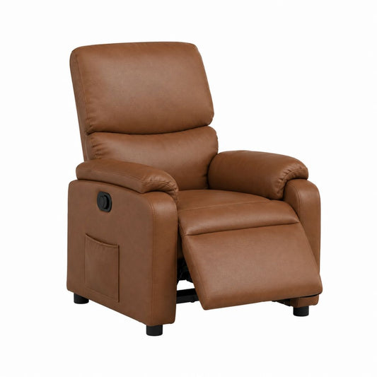 Reclinersessel Braun aus PU-Kunstleder mit manueller Liegefunktion 92 x 95 x 104 cm