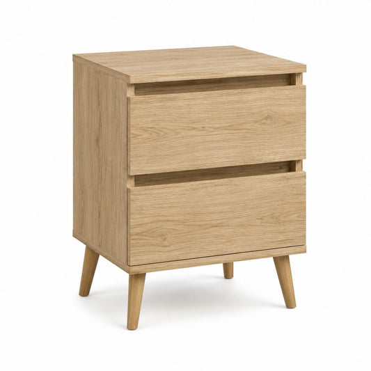 Nachttisch mit 2 Schubladen Eiche natur Massivholz rechteckig 40 x 35 x 60 cm
