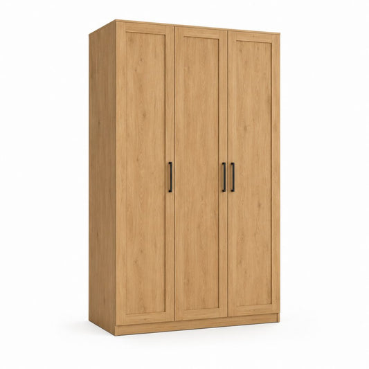 Kleiderschrank 3-türig Eiche Natur Holzwerkstoff 120 x 52 x 200 cm
