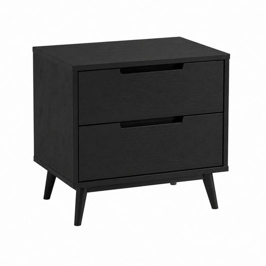 Nachttisch mit 2 Schubladen Schwarz Spanplatte rechteckig 50 x 40 x 55 cm