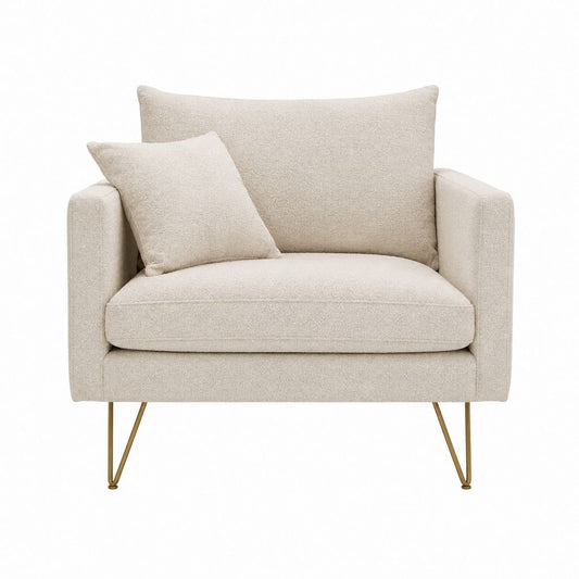 Polstersessel mit Zierkissen Beige Polyester-Bouclé Rechteckig 90 x 85 x 85 cm