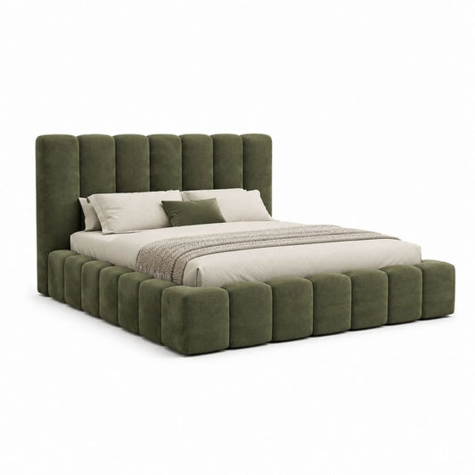 Polsterbett Doppelbett Olivgrün Polyester-Samt Rechteckig 180 x 200 cm