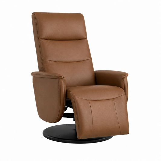 Relaxsessel mit Fußstütze Braun PU-Kunstleder drehbar 82 x 88 x 108 cm