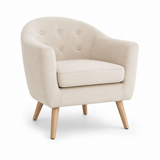 Cocktailsessel Beige aus Polyester mit Gummibaumholzbeinen 75 x 73 x 80 cm