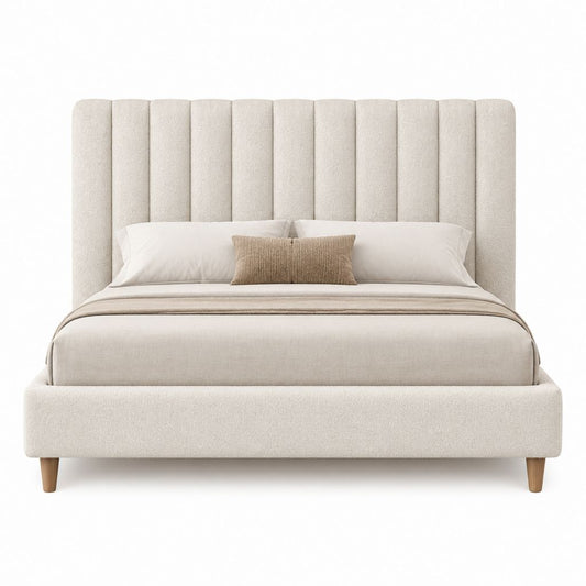 Stauraumbett Beige mit Bouclé-Polyesterbezug 180 x 200 cm